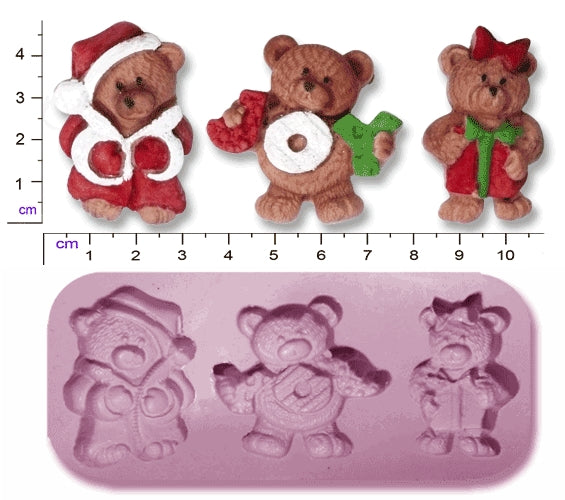 Christmas Teddy Bears x 3